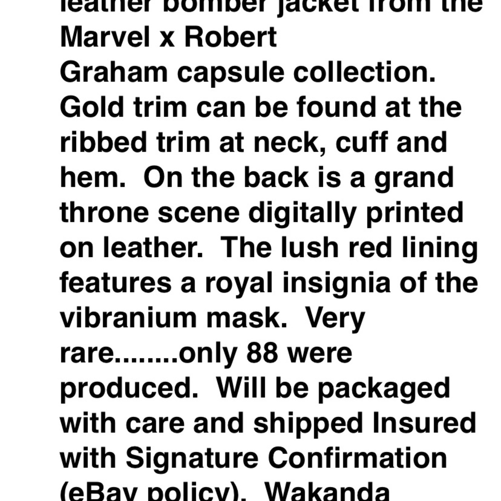 Robert graham marvel limited edition black panther leather coat - Picture 8 of 8